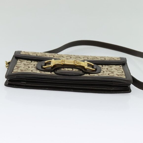 CELINE C Sulky Shoulder Bag Canvas Brown Gold Auth - Picture 6 of 16